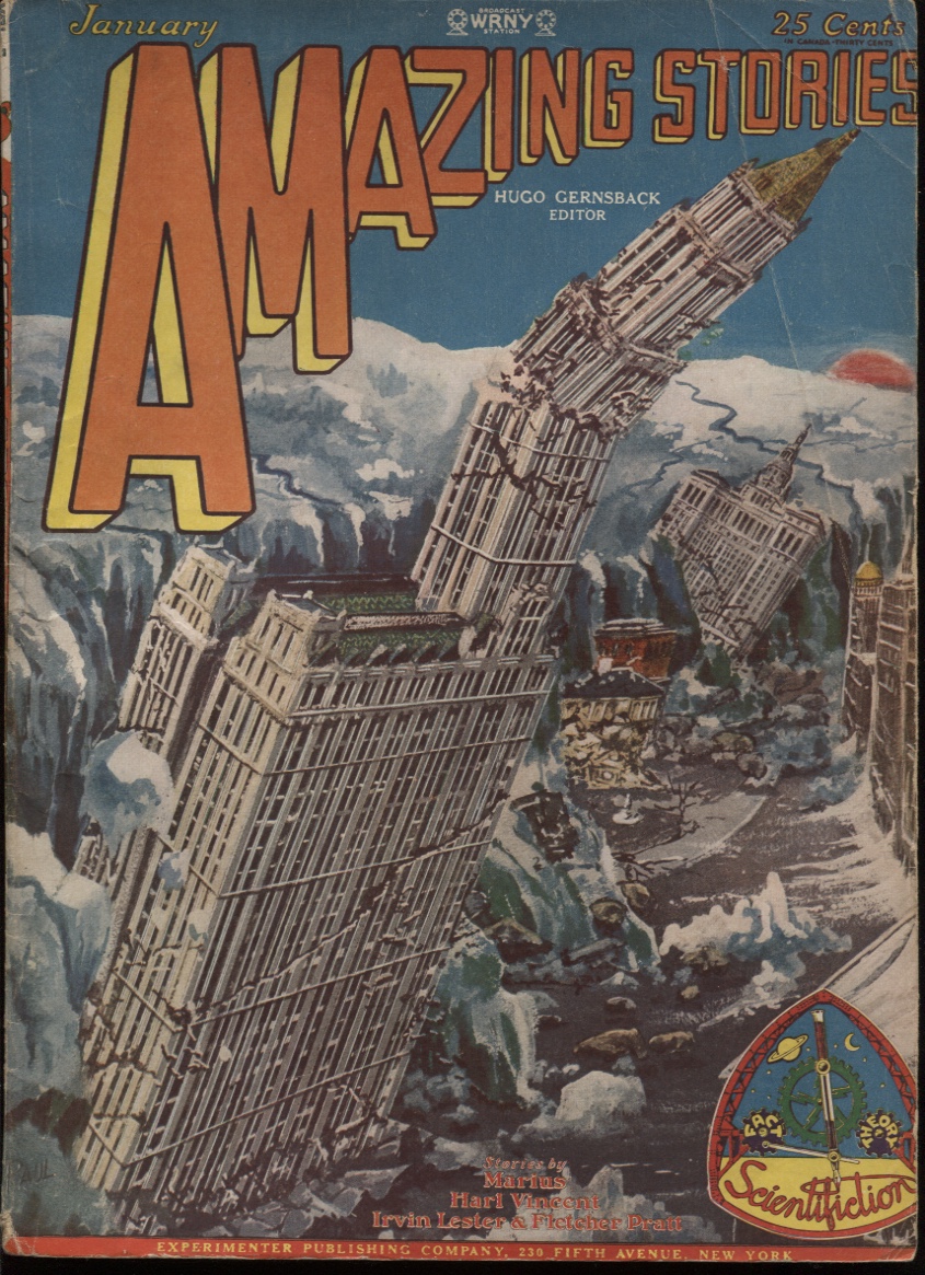 Image for Amazing Stories 1929 January. New York Buildings Being Destroyed.