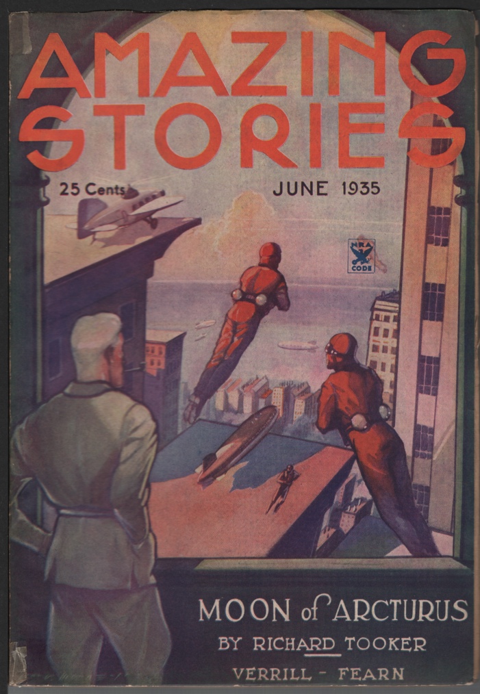 Image for Amazing Stories 1935 June. Zeppelin cover.