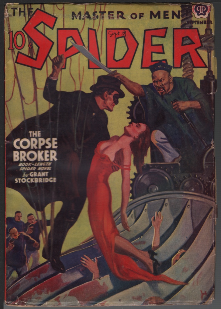 Image for Spider, The. 1939 September. Classic Grinding Machine Cover.